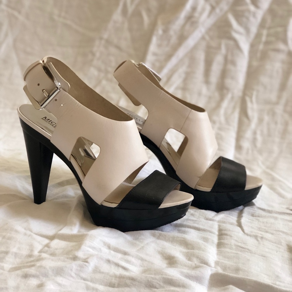 Michael Kors Carla Black and White Heel Sandal